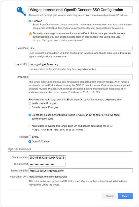 Single Sign-On Configuration